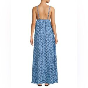 L'AGENCE Blue and White Snake Print Dress